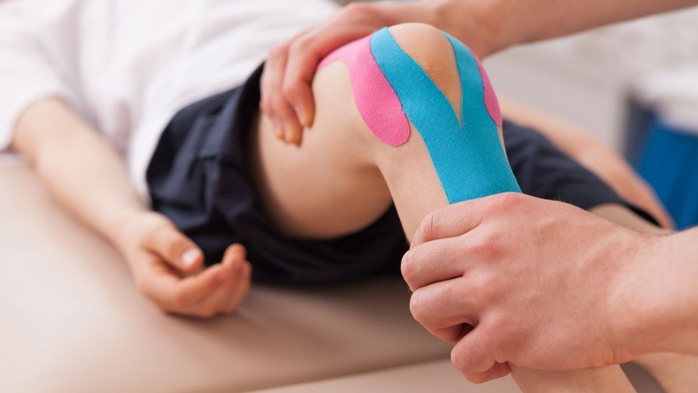 A child receiving physiotherapy.